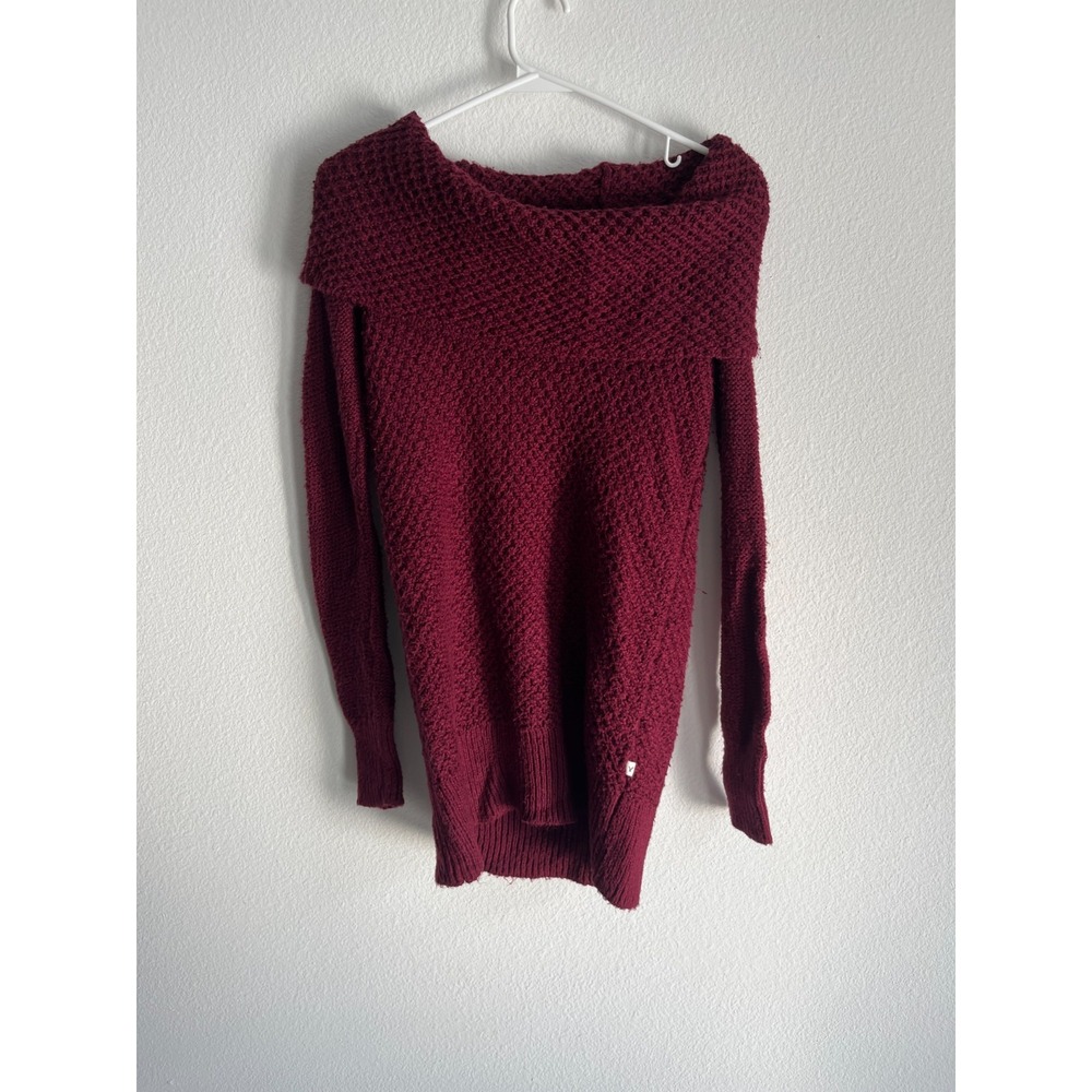 American Eagle Outfitters Sweater Womens Small Burgundy Chunky Knit Cowl Neck